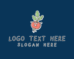 Organic - Cartoon Radish Veggie logo design