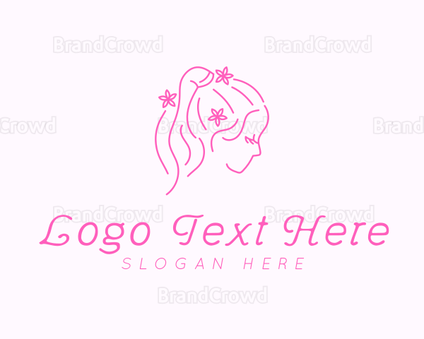 Girl Hair Flower Logo