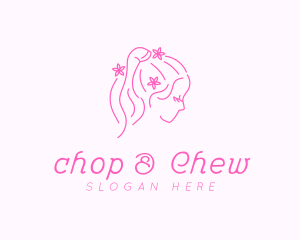 Facial - Girl Hair Flower logo design