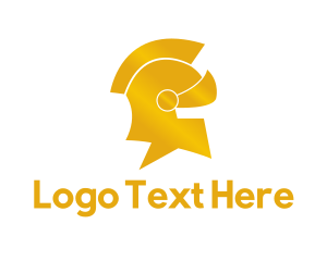 Speech Bubble - Gold Knight Helmet logo design