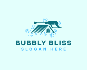 Pressure Washer Home Bubble logo design