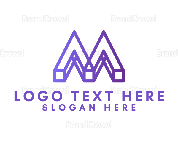 Geometric Gradient Wireframe Letter M Logo