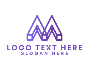 Blocks - Geometric Gradient Wireframe Letter M logo design