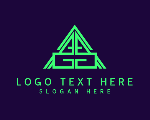 Cryptocurrency - Neon Pyramid Triangle Letter AG logo design