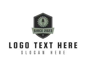 Lumber - Shield Saw Blade Carpentry logo design