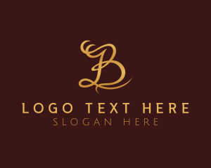 Fashion Design - Gold Elegant Letter B logo design