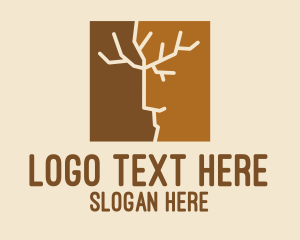 Negative Space - Tree Branch Face logo design