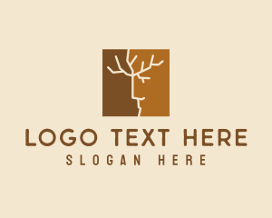 Negative Space - Tree Branch Face logo design