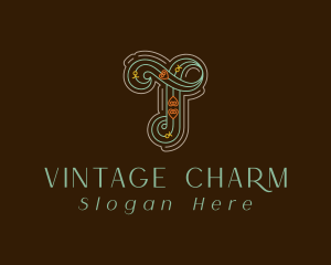 Old Fashioned - Elegant Heart Outline logo design