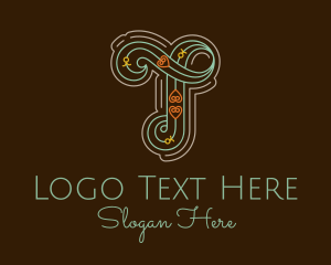 80s - Outline Letter J logo design