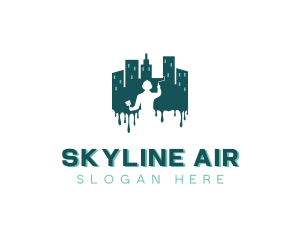 City Skyline Building Painter logo design