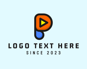 Youtuber - Play Button Letter P logo design