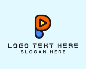 Streaming - Play Button Letter P logo design
