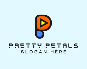 Play Button Letter P logo design