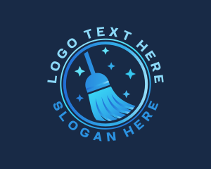 Sparkling Broom Sweeping  logo design