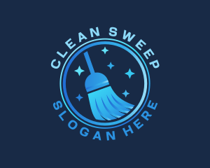 Sparkling Broom Sweeping  logo design