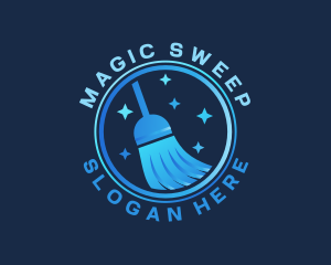 Sparkling Broom Sweeping  logo design