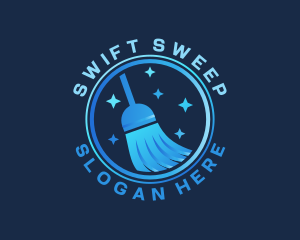 Sparkling Broom Sweeping  logo design