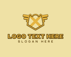 Mobile Gaming - Shield Wings Letter X logo design
