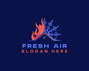 Fire Snowflake Ventilation HVAC logo design