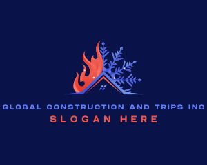 Refrigeration - Fire Snowflake Ventilation HVAC logo design