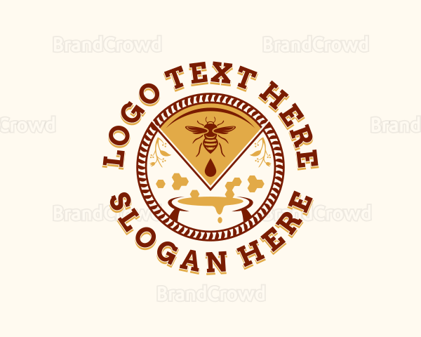 Honey Bee Honeycomb Logo