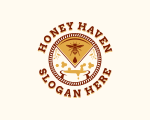 Honey Bee Honeycomb logo design