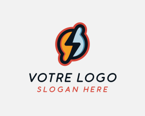 Electrical - Lightning Bolt Energy Planet logo design