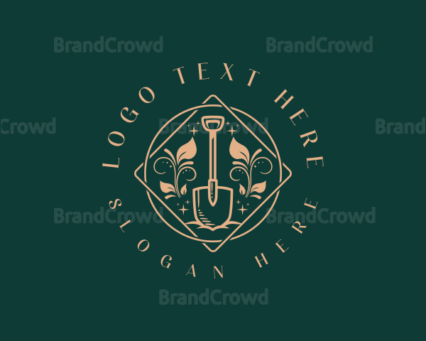 Elegant Leaf Shovel Logo