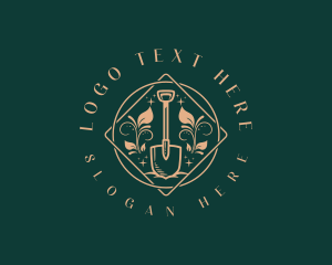 Emblem - Elegant Leaf Shovel logo design