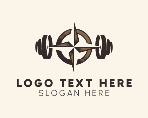 Location - Barbell Fitness Compass logo design