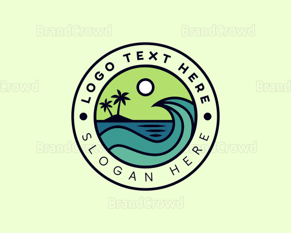 Tropical Island Beach Vacation Logo