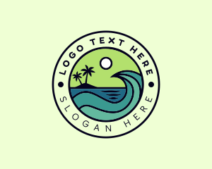 Surfing Instructor - Tropical Island Beach Vacation logo design