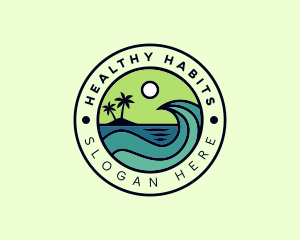 Tropical Island Beach Vacation Logo