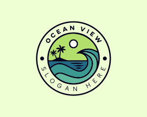 Tropical Island Beach Vacation logo design