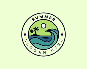 Tropical Island Beach Vacation logo design