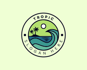 Tropical Island Beach Vacation logo design