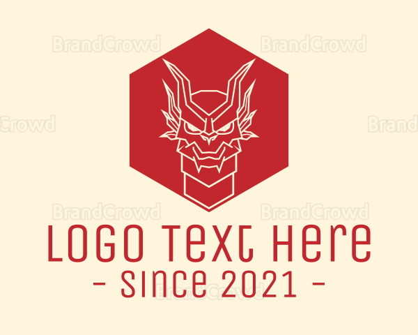 Dragon Hexagon Line Art Logo