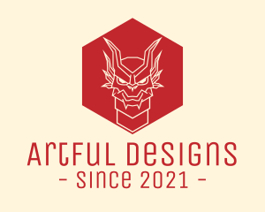 Dragon Hexagon Line Art logo design