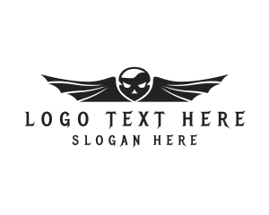 Clan - Outlaw Skull Bat Wings logo design