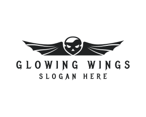 Outlaw Skull Bat Wings logo design