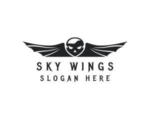 Outlaw Skull Bat Wings logo design