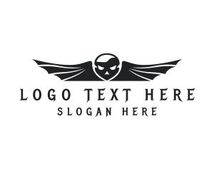 Video Game - Outlaw Skull Bat Wings logo design