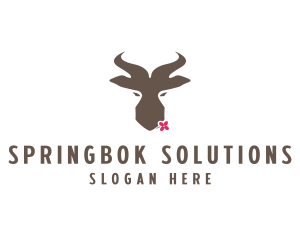 Springbok - Antelope Springbok Flower logo design