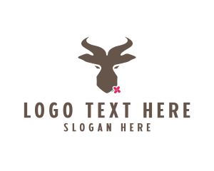 Horns - Antelope Springbok Flower logo design