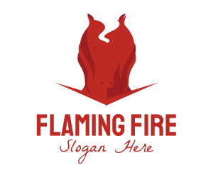 Flaming - Red Horse Flame logo design