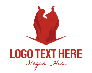 Equestrian - Red Horse Flame logo design