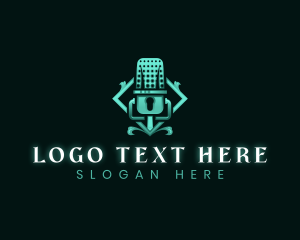 Luxury - Elegant Podcast Microphone Radio logo design