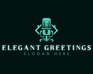 Elegant Podcast Microphone Radio logo design