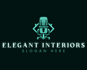 Elegant Podcast Microphone Radio logo design